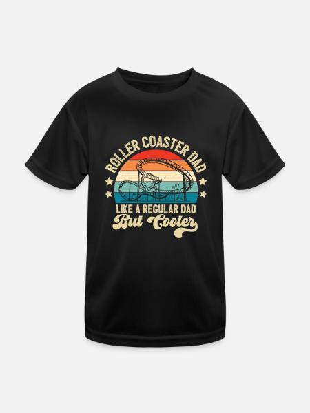 Theme Park Father Amusement Park Roller Coaster Da - Kids Functional T-Shirt - black - Front