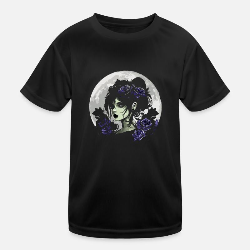 Fille gothique aux roses noires - Gothique T-shirt sport Enfant