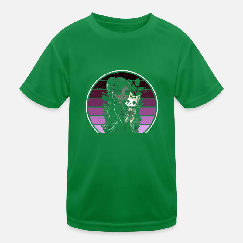 Goth Girl Keeps Skeleton Cat - Gothic Kids Functional T-Shirt