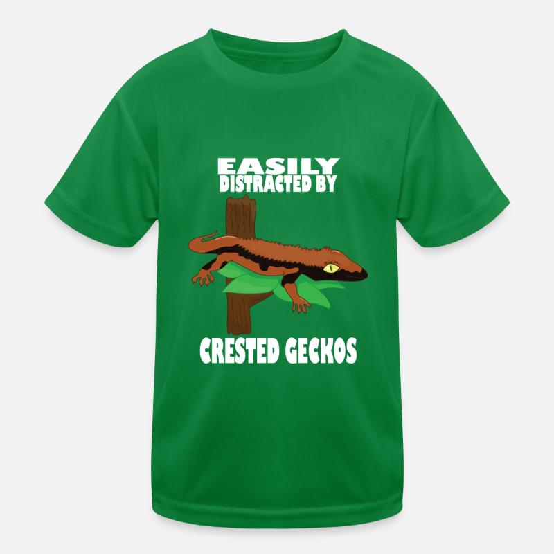 Distracted by Crested Geckos Lizard Reptiles Kids Functional T-Shirt