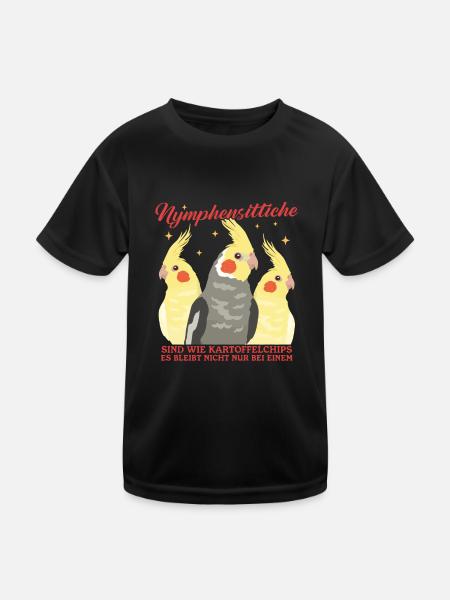 Nymphensittich Vogel Vogelbesitzer Geschenk - Kinder Funktions-T-Shirt - Schwarz - Vorne