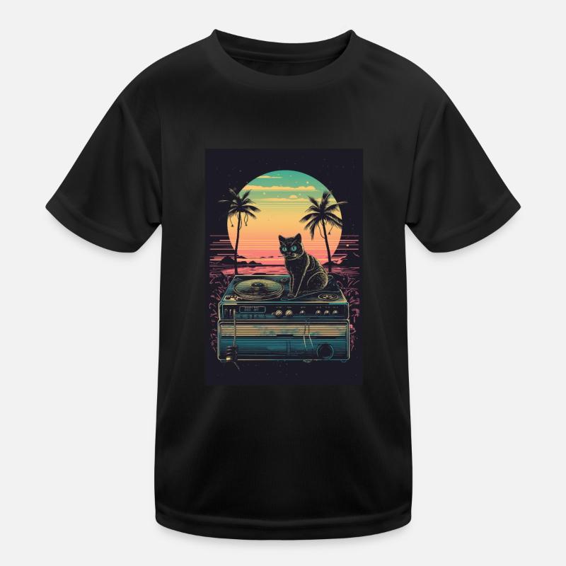 Cat Synthesizer Katze Retro Vintage Studio Gear Kinder Funktions-T-Shirt