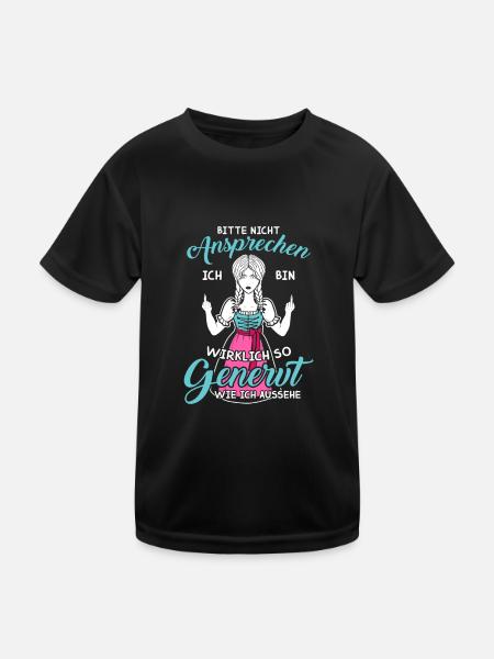 Böses mürrisches Mädchen Bitte Nicht Ansprechen - Kinder Funktions-T-Shirt - Schwarz - Vorne