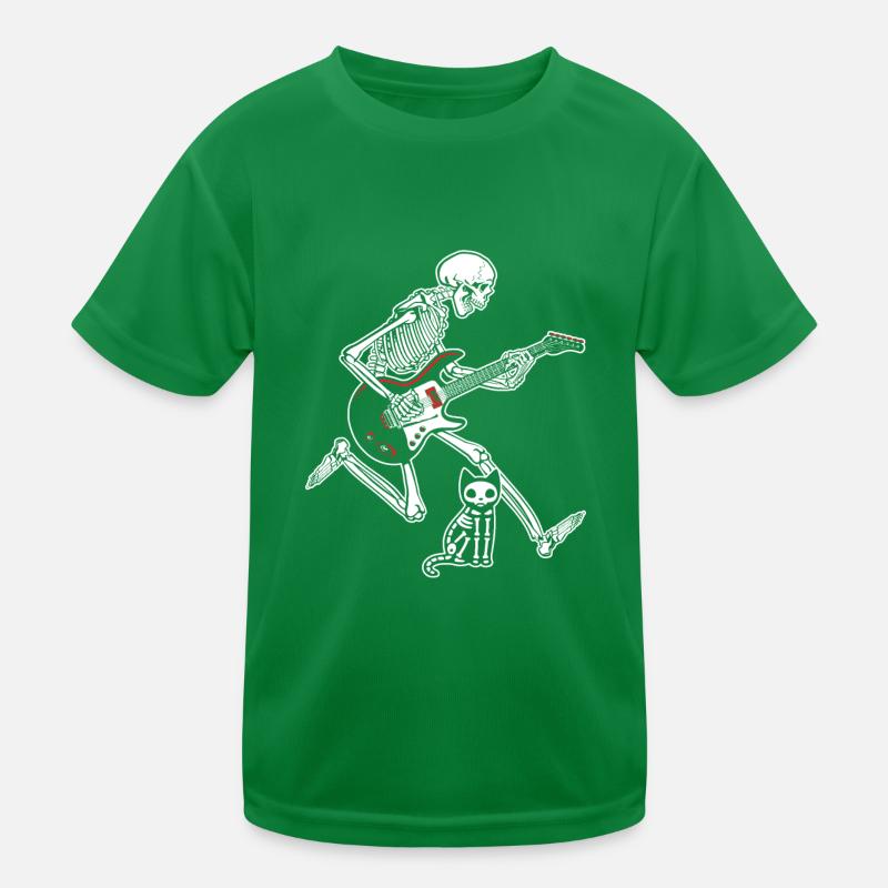 Skeleton Guitar Cat Kids Functional T-Shirt