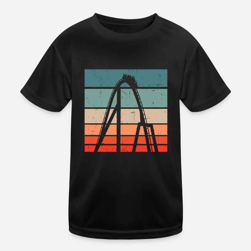 Theme Park Vintage Amusement Park Retro Roller Coa - Kinder Funktions-T-Shirt - Schwarz