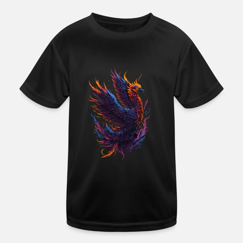 Mythischer Phönixvogel mit Flammen Kinder Funktions-T-Shirt