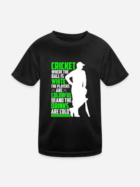 Cricket, Bei Dem Der Ball Weiß Ist - Kinder Funktions-T-Shirt - Schwarz - Vorne