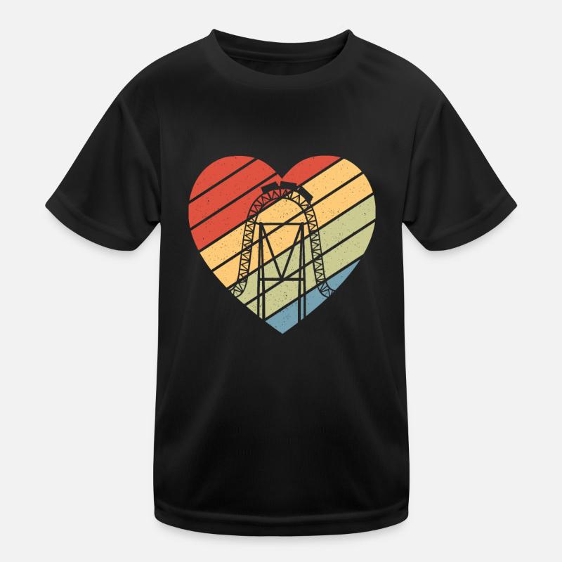 Theme Park Vacation Retro Heart Roller Coaster Kids Functional T-Shirt