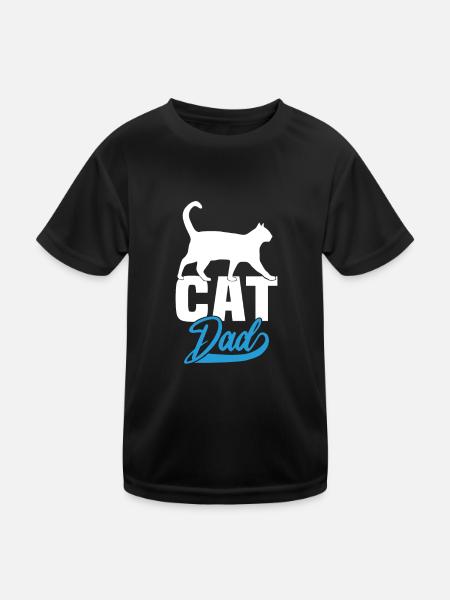 Cat Dad - Kinder Funktions-T-Shirt - Schwarz - Vorne