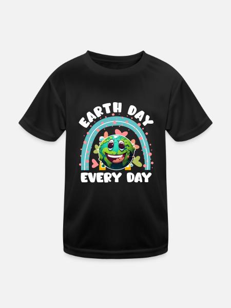 Mission Earth Environmental Protection Earth Day is Every Day - Kids Functional T-Shirt - black - Front