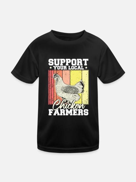 Soutenez votre agriculteur local - T-shirt sport Enfant - noir - Devant