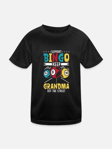 Jeu de cartes de bingo Grand-mère Joueur de bingo Cartes de bingo - T-shirt sport Enfant - noir - Devant