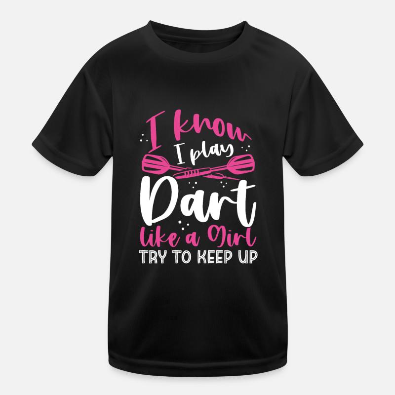 Mädchen spielt Dart Kinder Funktions-T-Shirt