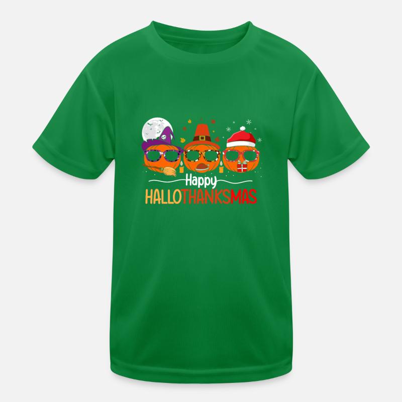 Joyeux HalloThanksMas Citrouille Noël Halloween T-shirt sport Enfant