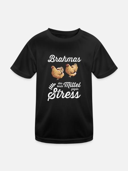 Brahma Hühner I Chicken Geflügel Motiv für - Kinder Funktions-T-Shirt - Schwarz - Vorne