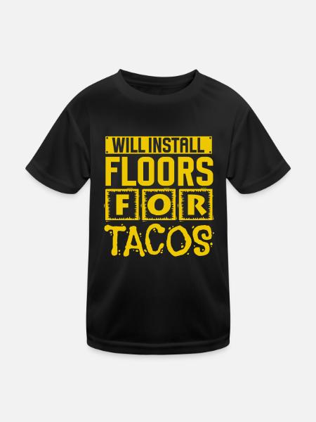 Bodenbelagsinstallateur, Fliesenlager - Kinder Funktions-T-Shirt - Schwarz - Vorne