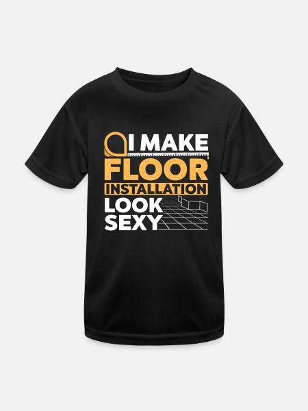 Flooring installer, tile warehouse - Kids Functional T-Shirt - black - Front