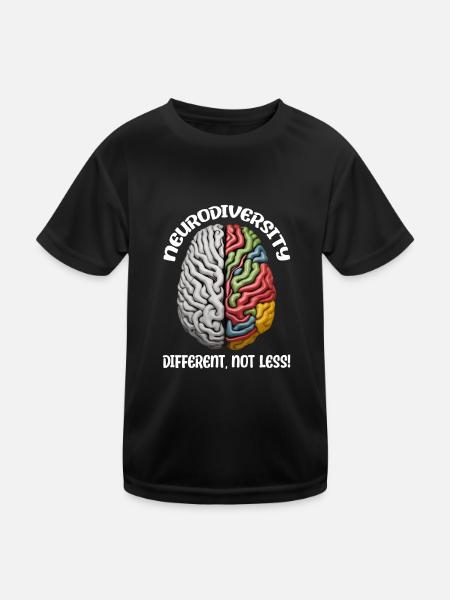 "Different, Not Less" Neurodiversity - Kids Functional T-Shirt - black - Front