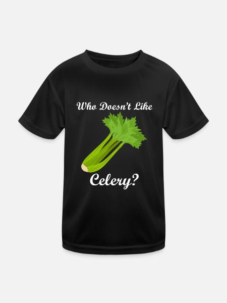 Healthy Food Vegetables Celery Eating - Kids Functional T-Shirt - black - Front