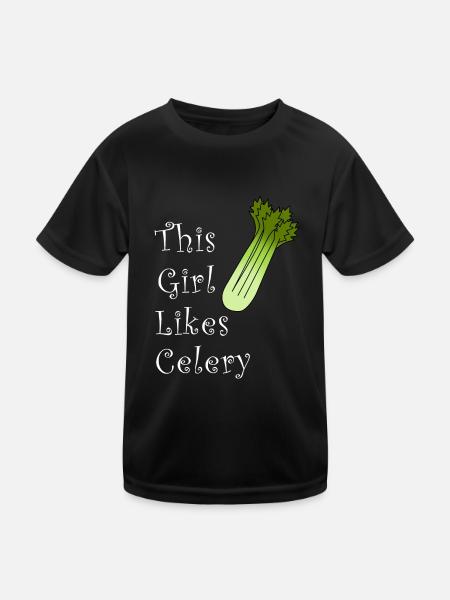 Mädchen mag Sellerie und Lauchgemüse, gesundes - Kinder Funktions-T-Shirt - Schwarz - Vorne