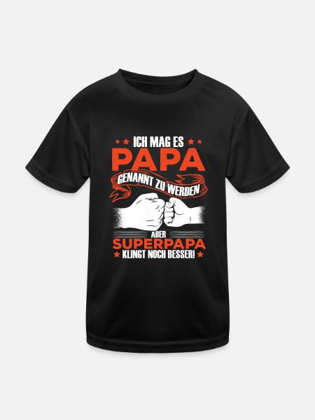 Vatertag Vater Superpapa Papa - Kinder Funktions-T-Shirt - Schwarz - Vorne