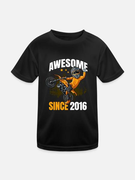 Genial seit 2016 - 7. Geburtstag eines Motocross-Fahrers - Kinder Funktions-T-Shirt - Schwarz - Vorne