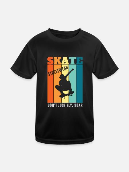 Skateborading | Don't just fly, soar - Kids Functional T-Shirt - black - Front