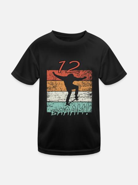 Anniversaire des enfants 12 ans - Patineur - T-shirt sport Enfant - noir - Devant