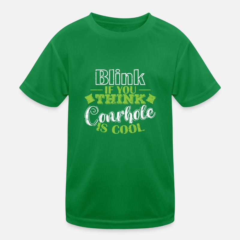 Blink if you think Cornhole is cool Spiel Kinder Funktions-T-Shirt