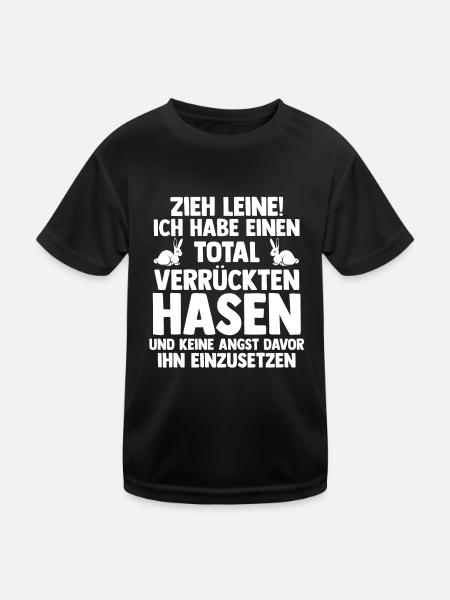 Nagetier Kaninchen Hase - Kinder Funktions-T-Shirt - Schwarz - Vorne