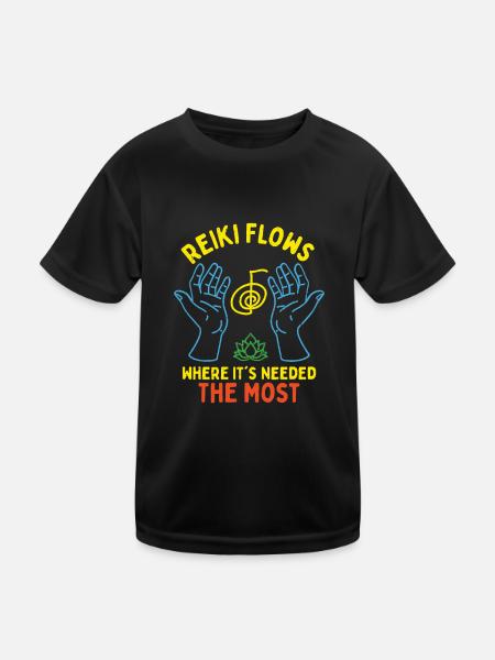 Reiki Flows Where It's Needed The Most - Kinder Funktions-T-Shirt - Schwarz