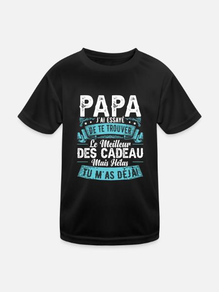 Drôle Fête Des Pères Papa Anniversaire - T-shirt sport Enfant - noir - Devant