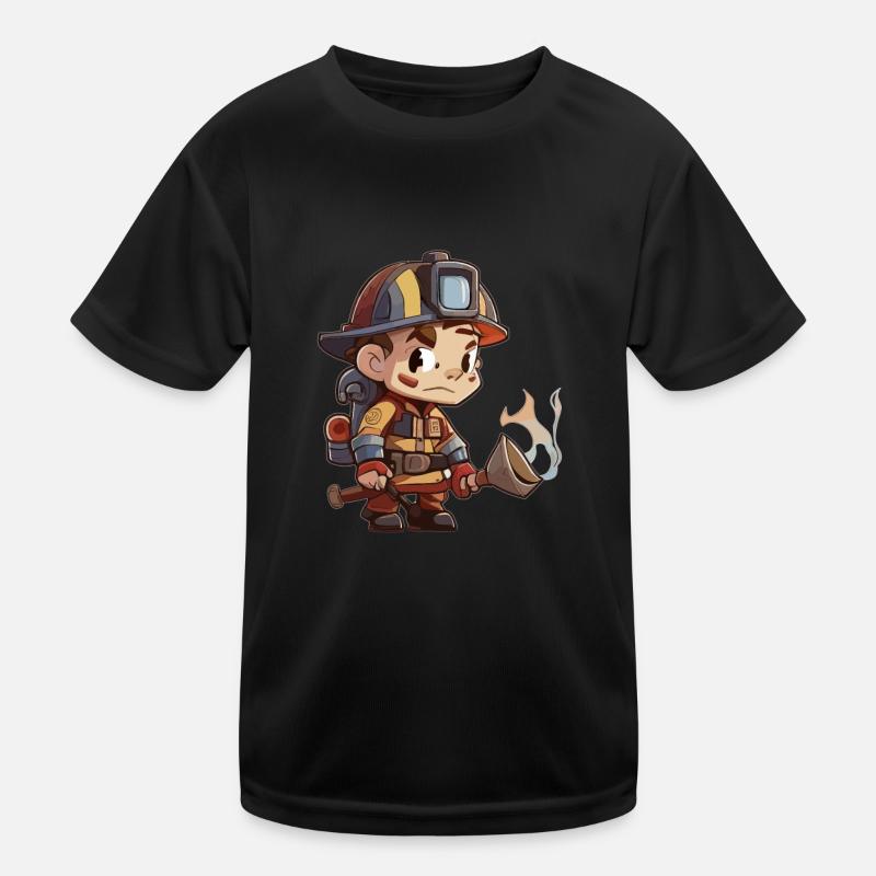 Style Fireman Cartoon T-shirt sport Enfant