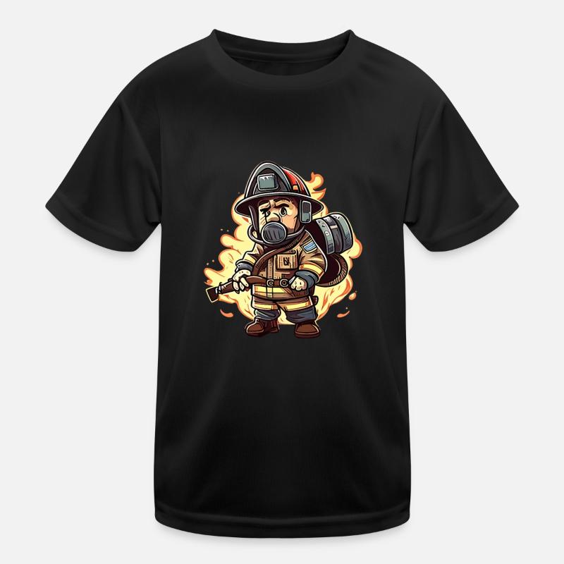 Fireman Cartoon style Kids Functional T-Shirt
