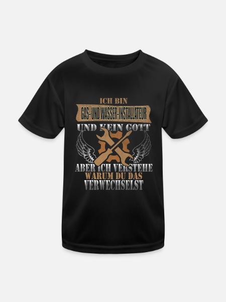 Gas- und Wasserinstallateur - Kinder Funktions-T-Shirt - Schwarz - Vorne