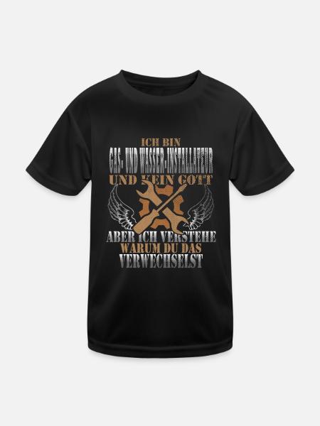 Gas- und Wasserinstallateur - Kinder Funktions-T-Shirt - Schwarz - Vorne
