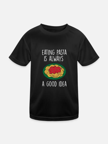 Funny Pasta Saying Food Pasta Lovers - Kids Functional T-Shirt - black - Front
