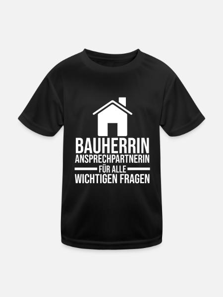 Bauherrin - Kinder Funktions-T-Shirt - Schwarz - Vorne