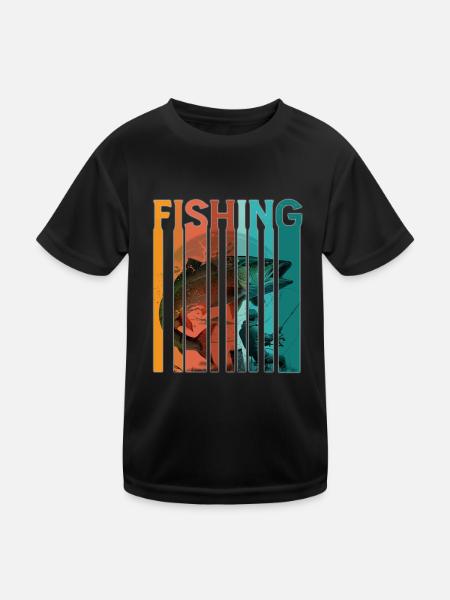 Vintage Angler Retro Angeln Fischer Angel - Kinder Funktions-T-Shirt - Schwarz - Vorne