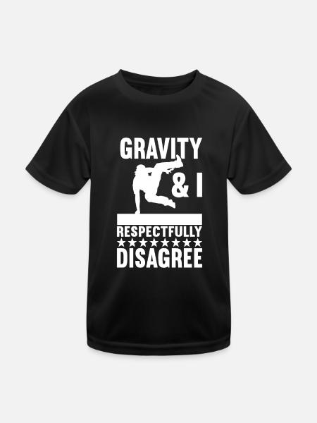 Parkour Freerunning - Kinder Funktions-T-Shirt - Schwarz - Vorne