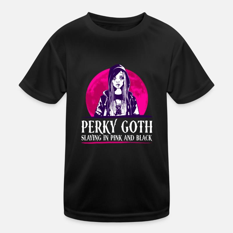 Perky Goth - Slaying In Rosa Und Schwarz - Goth Kinder Funktions-T-Shirt