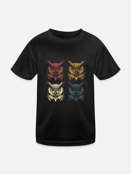 Wildtiere Natur Vögel Süße Eulen Waldtier - Kinder Funktions-T-Shirt - Schwarz - Vorne