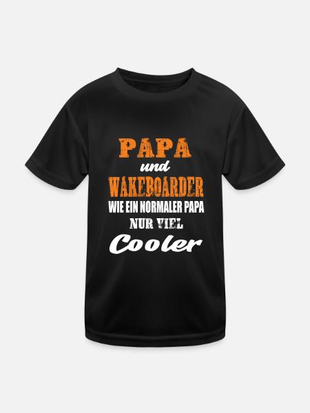 Papa und Wakeboarder Wakeboarding Waker - Kinder Funktions-T-Shirt - Schwarz - Vorne