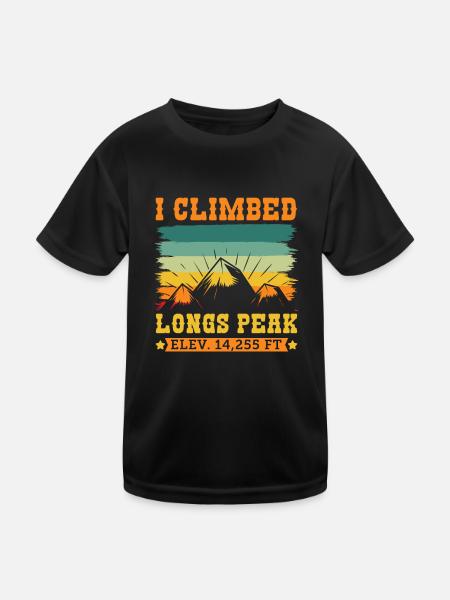 Mountain Fan Longs Peak Mountaineer Randonnée Summit - T-shirt sport Enfant - noir - Devant