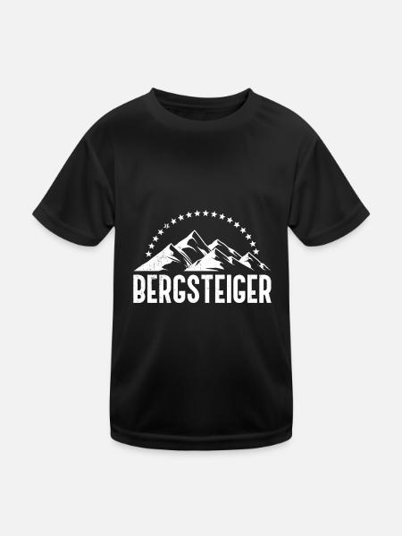 Bergsteiger Berge klettern Wandern - Kinder Funktions-T-Shirt - Schwarz - Vorne