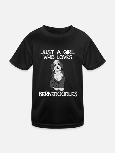 Just A Girl Who Loves Bernedoodles - Kids Functional T-Shirt - black - Front