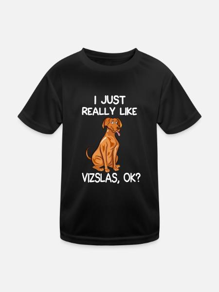 I Just Really Like Vizslas - Kids Functional T-Shirt - black - Front
