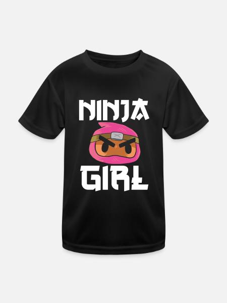 Mignonne fille ninja rose - T-shirt sport Enfant - noir - Devant