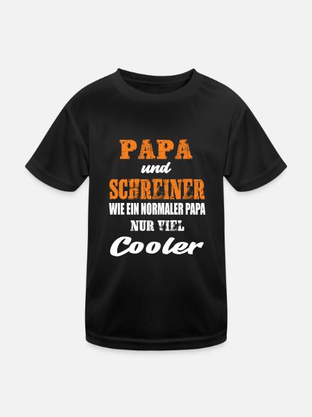 Papa und Schreiner - Kinder Funktions-T-Shirt - Schwarz - Vorne