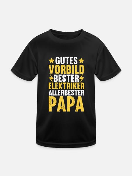 Elektriker Elektroinstallateur Papa Vatertag - Kinder Funktions-T-Shirt - Schwarz - Vorne